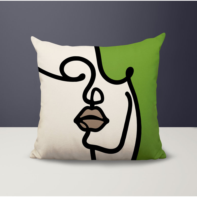 Vie Abstract Reversible Indoor/Outdoor Square Pillow, 19"H x 19"W, Chartreuse