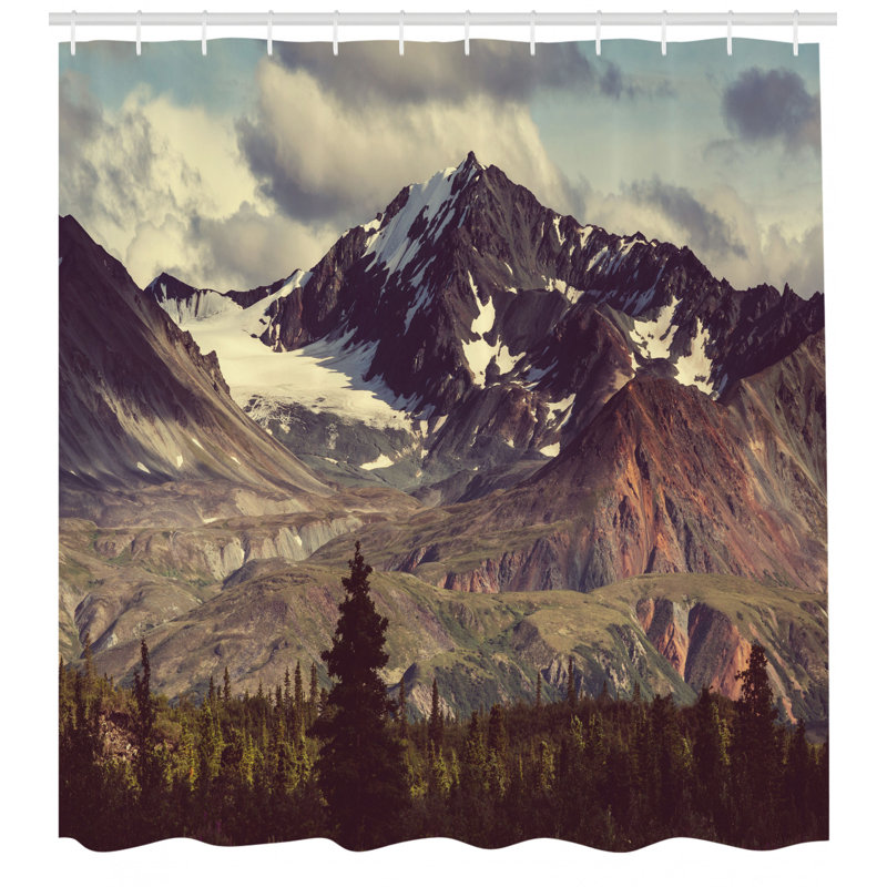Ensemble de rideau de douche et crochets Alaska Mountains, H 70 po x l 69 po