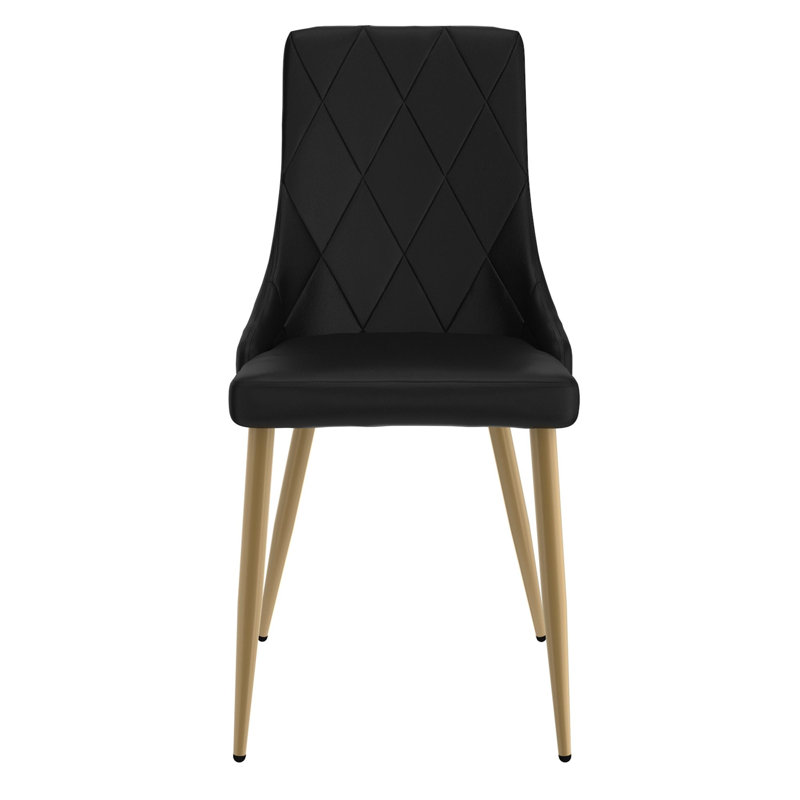 Chaise de salle à manger Antony, ensemble de 2, en noir et or vieilli, Noir