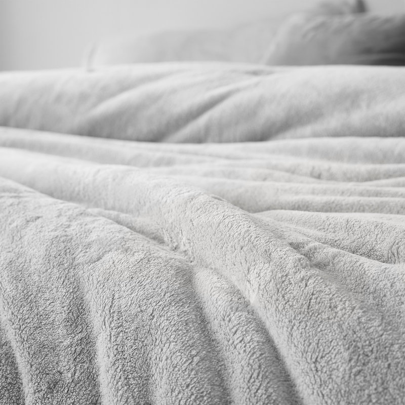 Glacier Gray Twin XL Coral Fleece Comforter Set