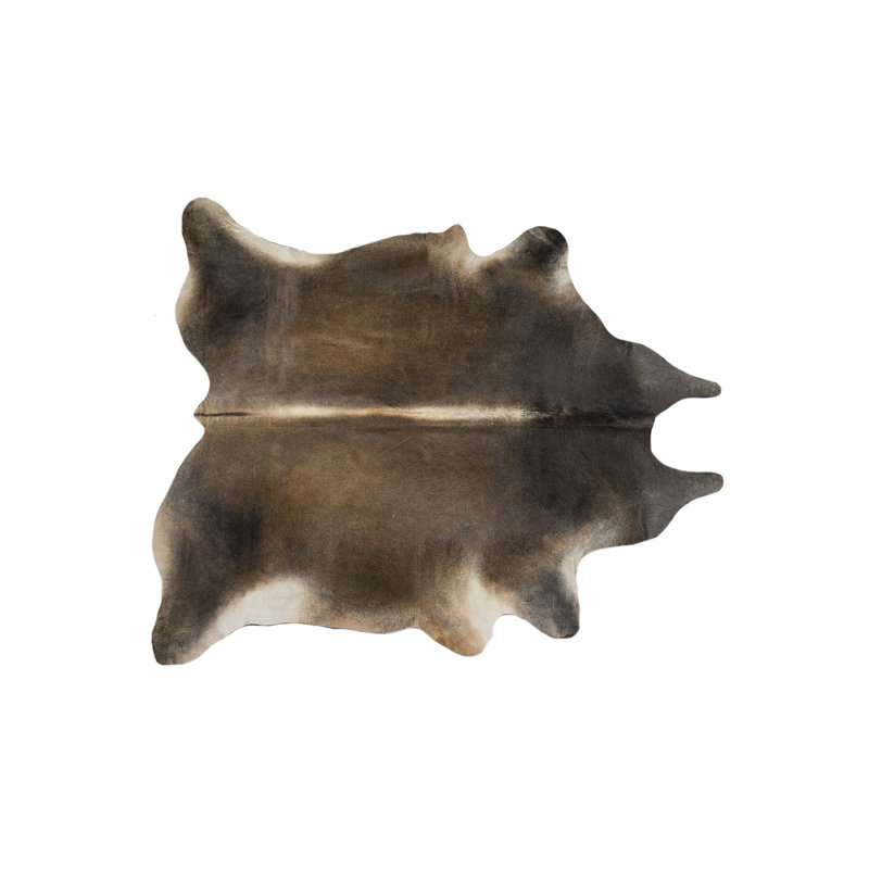 Tapis brun foncé en cuir de vache noué à la main 5 pi x 7 pi