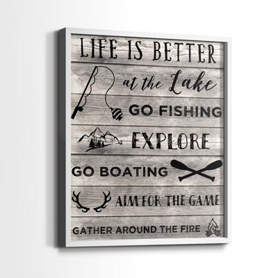 Life is Better at the Lake Framed Print - Solid Wood