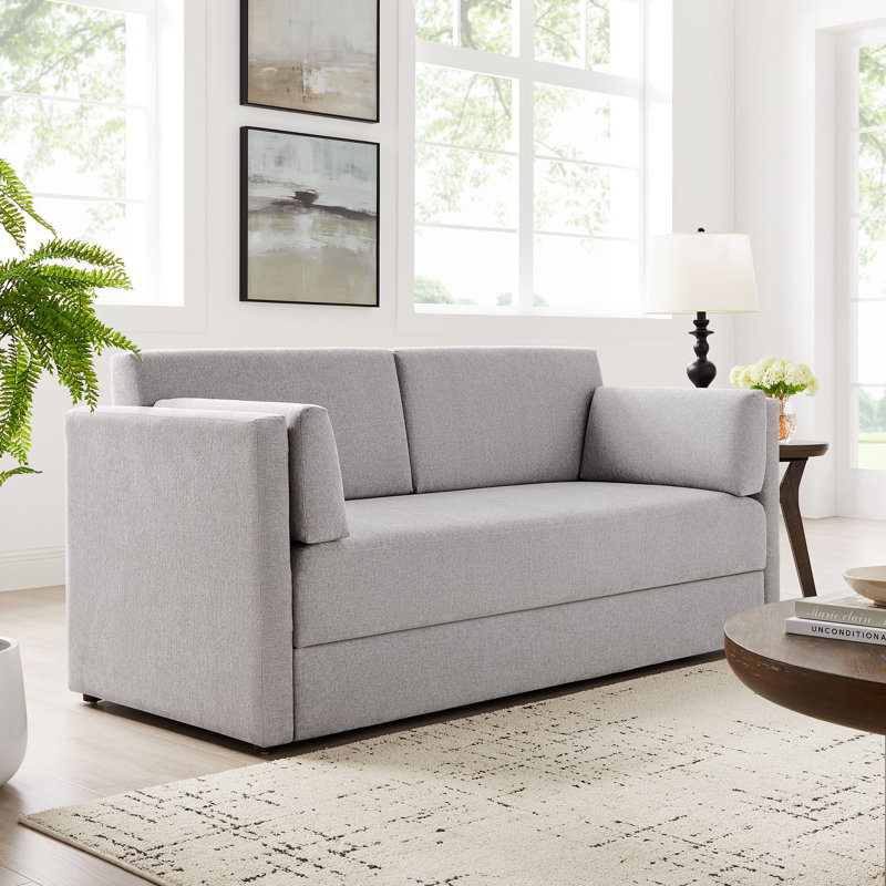 Linden Upholstered Heathered Chenille Sofa, Taupe