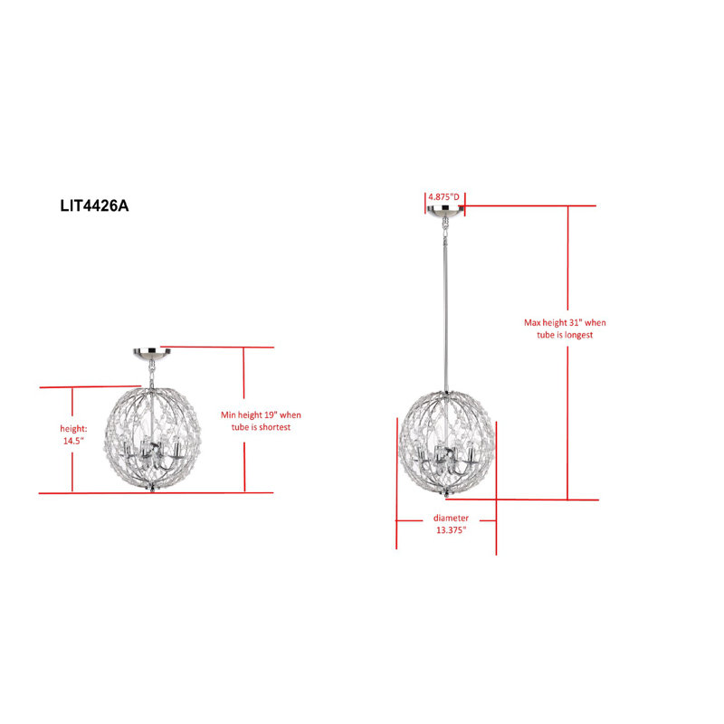 Luminaire suspendu sphère unique/à 4 lumières Kesgrave