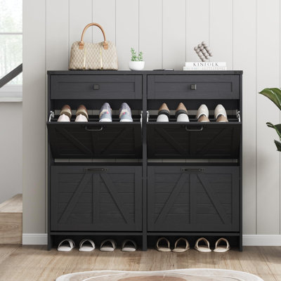 Freestanding Shoe Cabinet Wtih 4 Flip Drawers & 2 Drawers