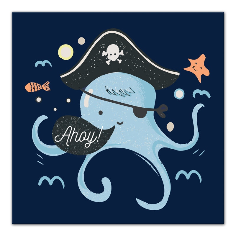 Art sur toile ahoy octopus Babe, H 16 po x l 16 po x P 1,25 po