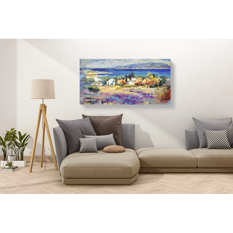 Mediterranean Coast by Luigi Florio - No Frame Print on Canvas, 60cm H x 120cm W x 4cm D