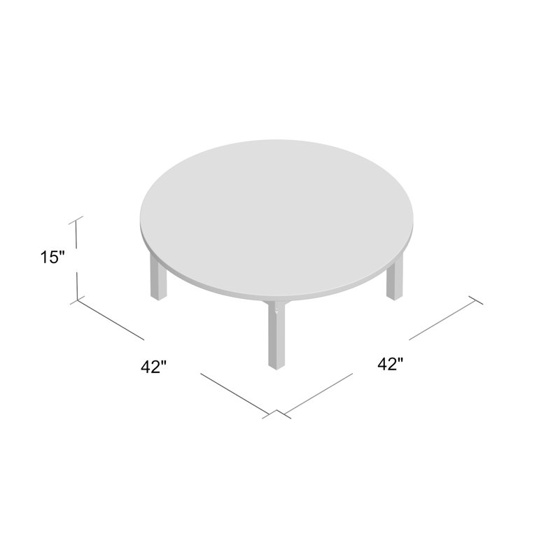 Table d'activité circulaire en stratifié haute pression, H 15 po x l 42 po x P 42 po