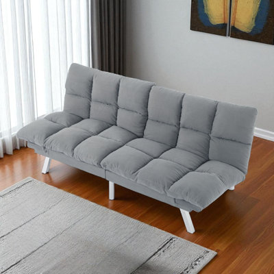  Perdue 67" Corduroy Convertible Futon Sofa Bed With Adjustable Backrest & Armrests, Metal Legs For Small Apartment