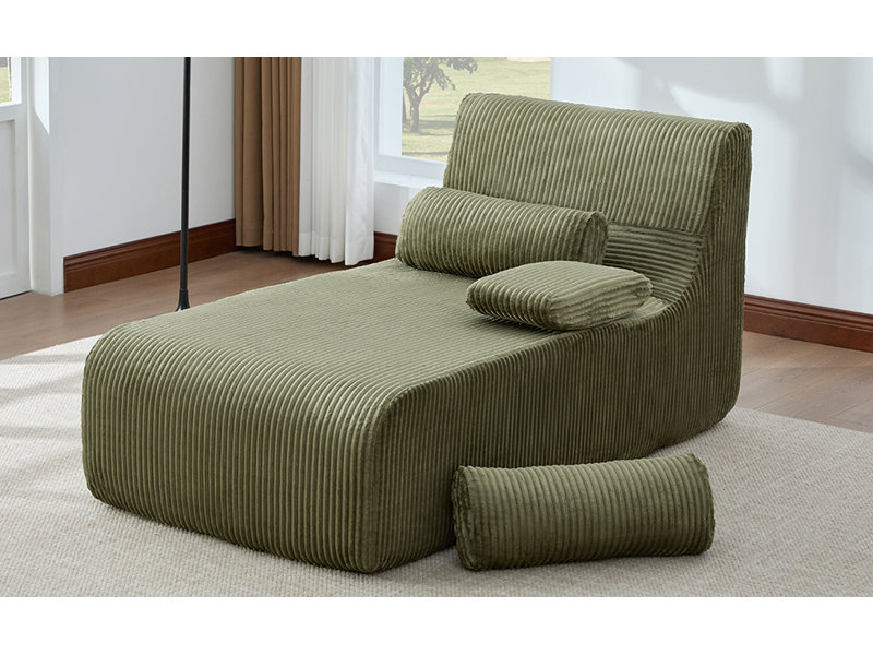 Canapé moderne sans méridienne 34,2 po, Velours côtelé vert, Vert