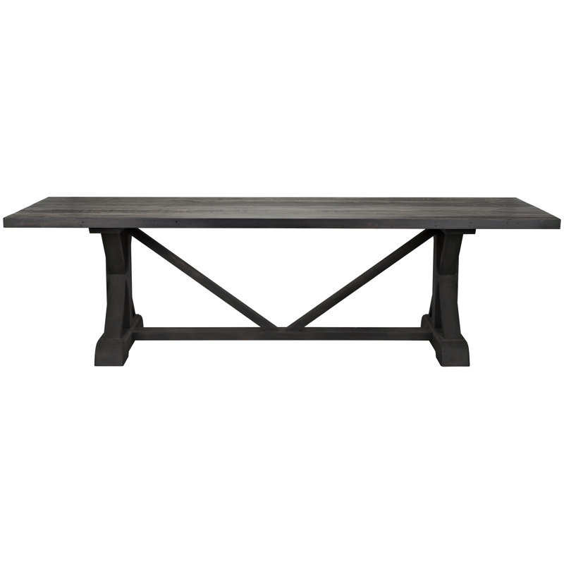 X-Dining Solid Wood Dining Table, 44" W x 120" L, Black Wax