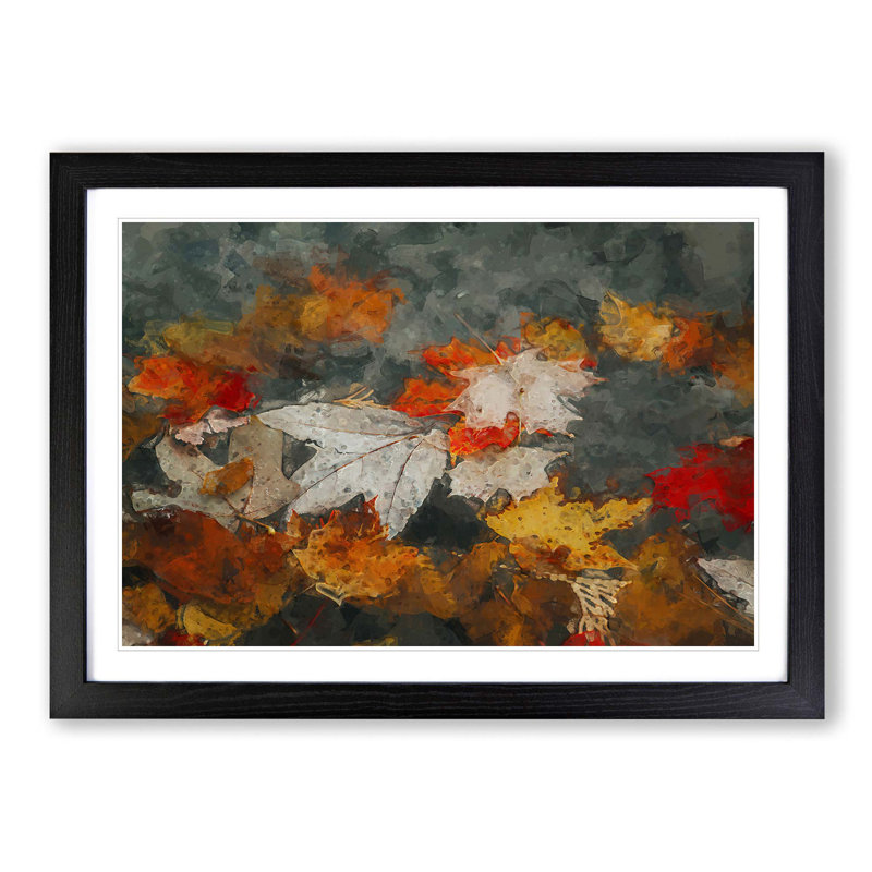 Leaves in Autumn in Abstract - Picture Frame Graphic Art Print, 27cm H x 36cm W x 2cm D, Black Framed