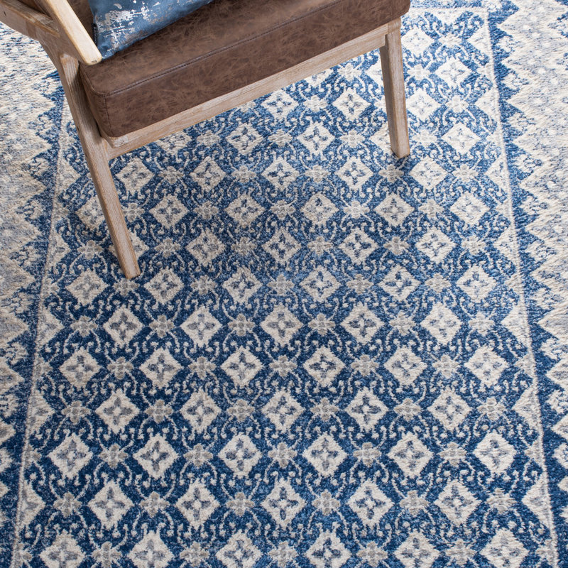 Tapis oriental bleu marine Adel, Rectangle 2 pi x 4 pi