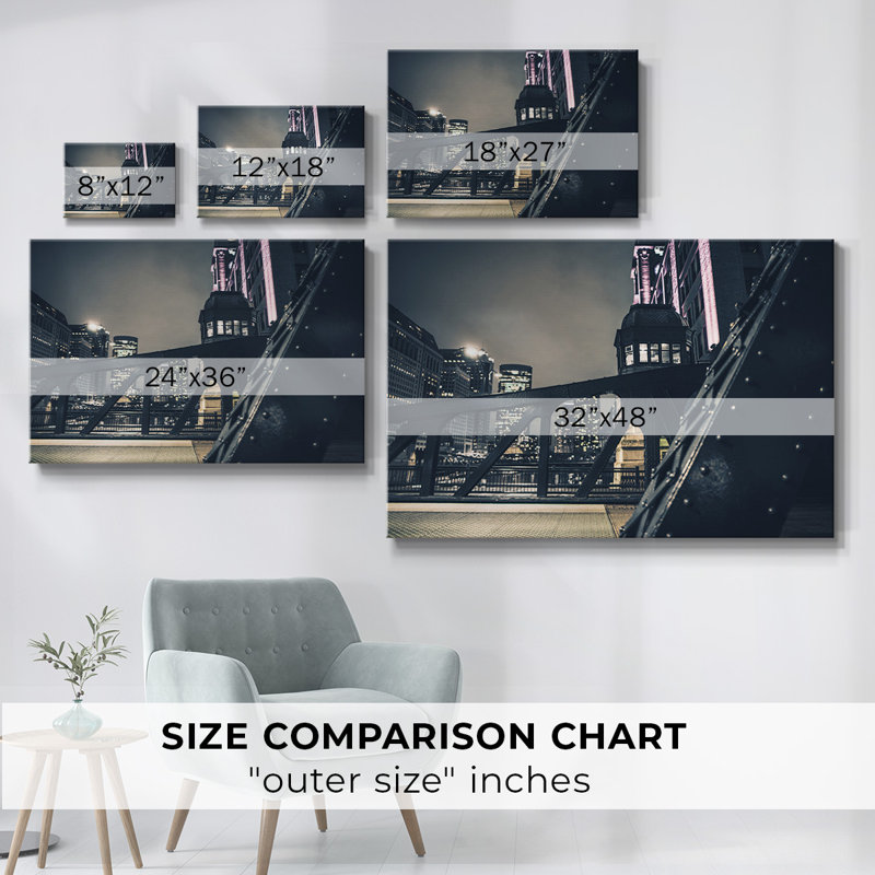 Chicago River At Night Iv sur impression sur toile, H 40 po x l 60 po x P 1,5 po