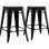 Tabourets de bar en métal de style industriel sans dossier avec siège de 24 po, noir vieilli, conception à 4 pieds, résistant aux intempéries, idéal pour les sièges de restaurant d'extérieur et d'intérieur rustiques (de 2)