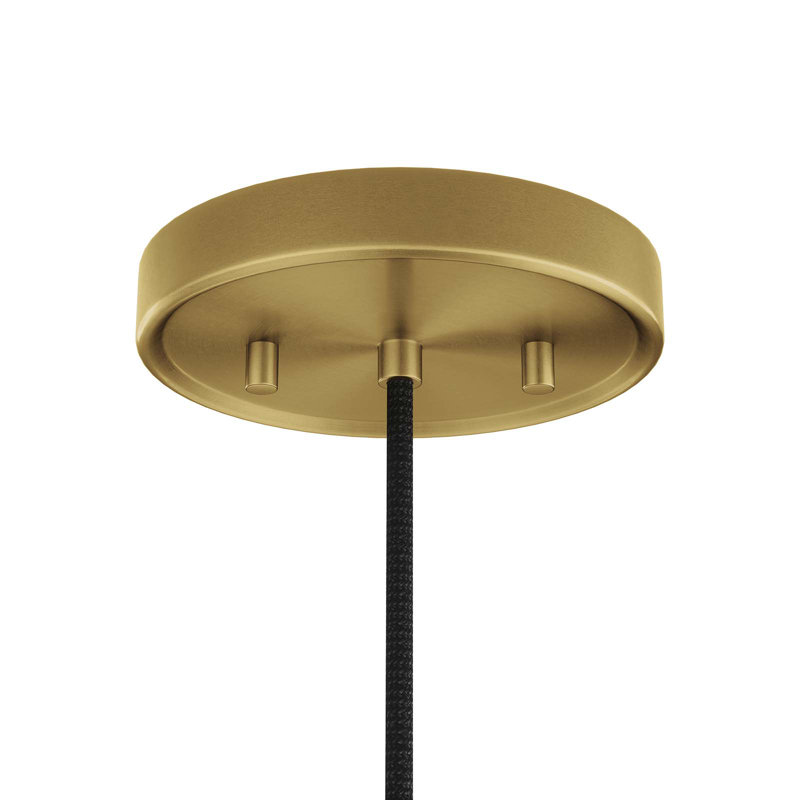 Luminaire suspendu 1 lumière en noir transparent, Laiton satiné