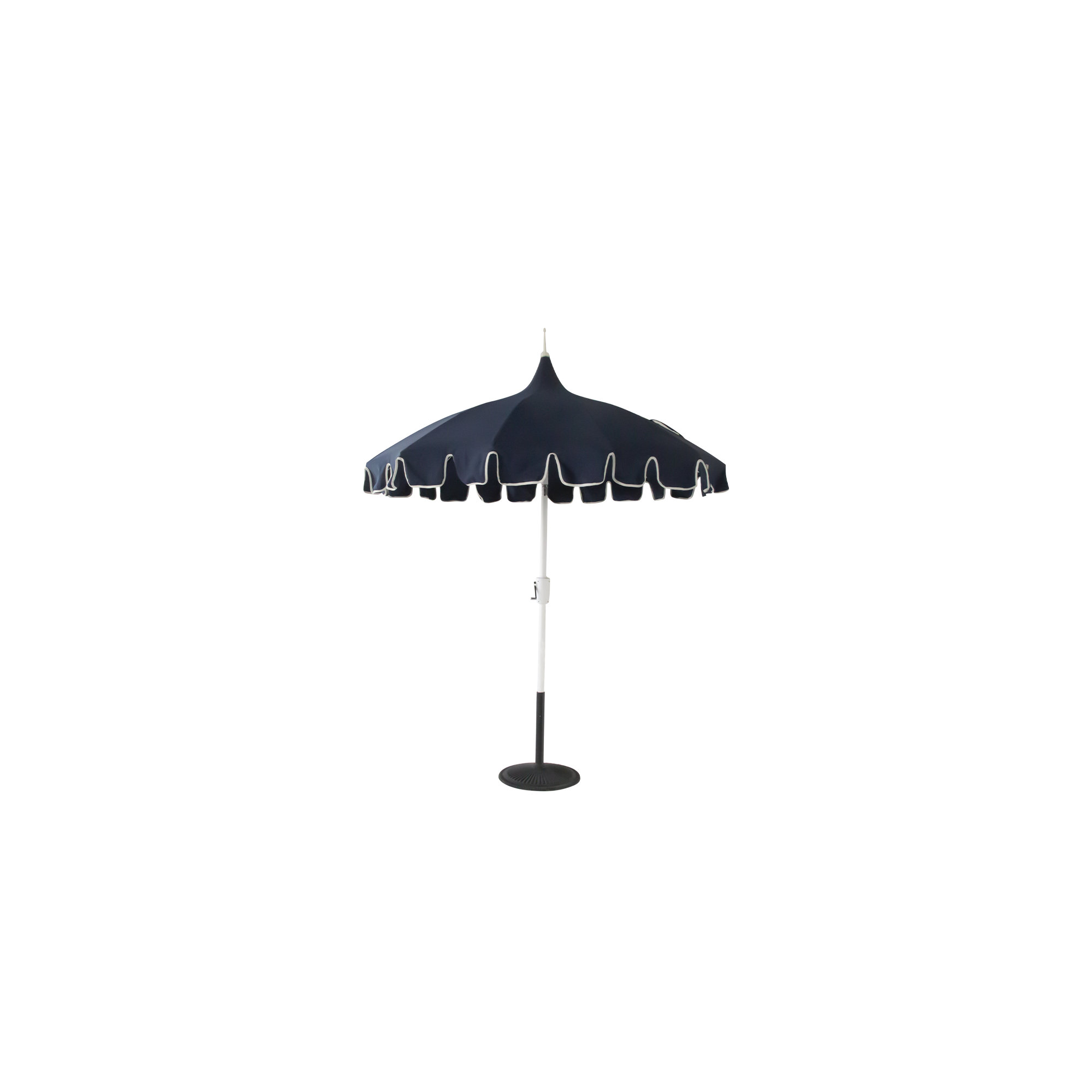 Lillie 7.5ft Pagoda Scalloped Market Umbrella, Blue/White