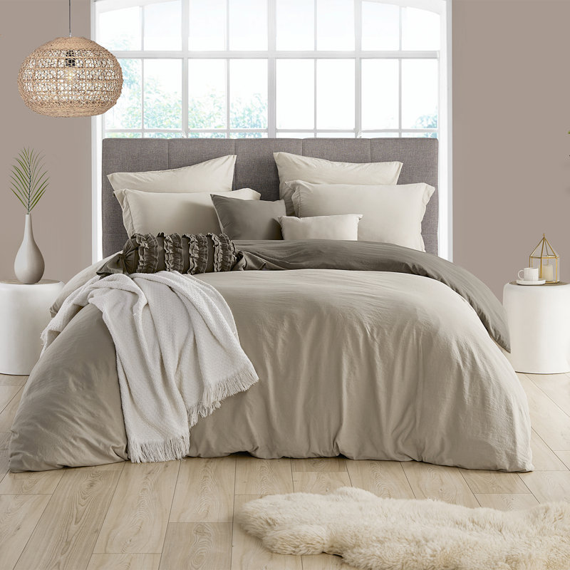 Khaki Driftwood Reversible Microfiber King/Cal King Duvet Cover Set