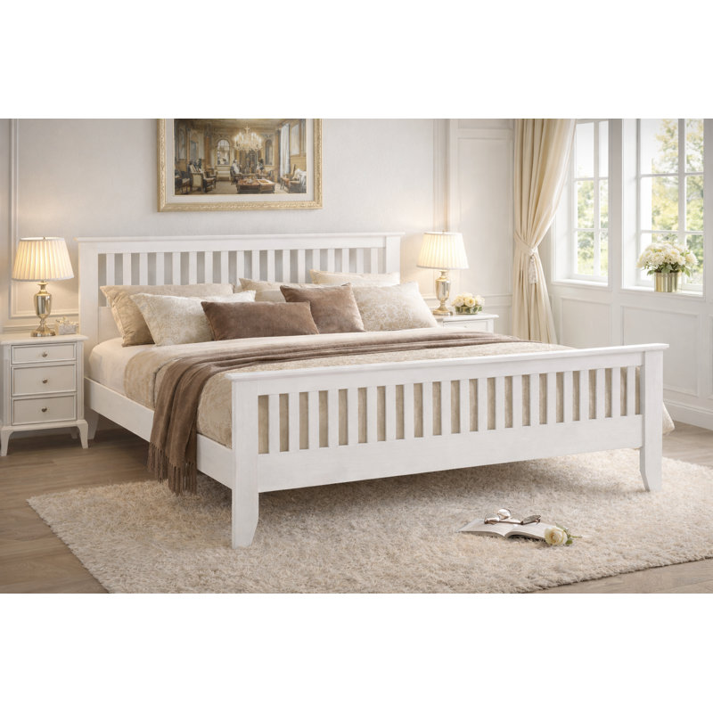Gallegos Solid Wood Storage Bed, White, Double (4'6)