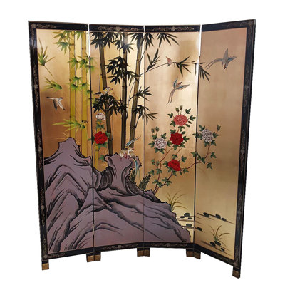 Paravent oriental 72 "en bambou peint à la main sur feuille d'or