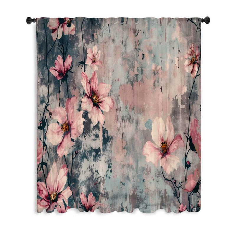 Rideaux de fenêtre à motif floral, occultant botanique et voilages - 1 panneau occultant, L 53 po x L 99 po