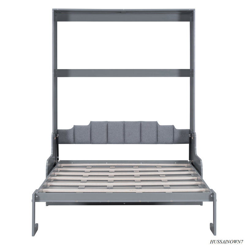 Murphy Bed Wall Bed With Cushion, Gray