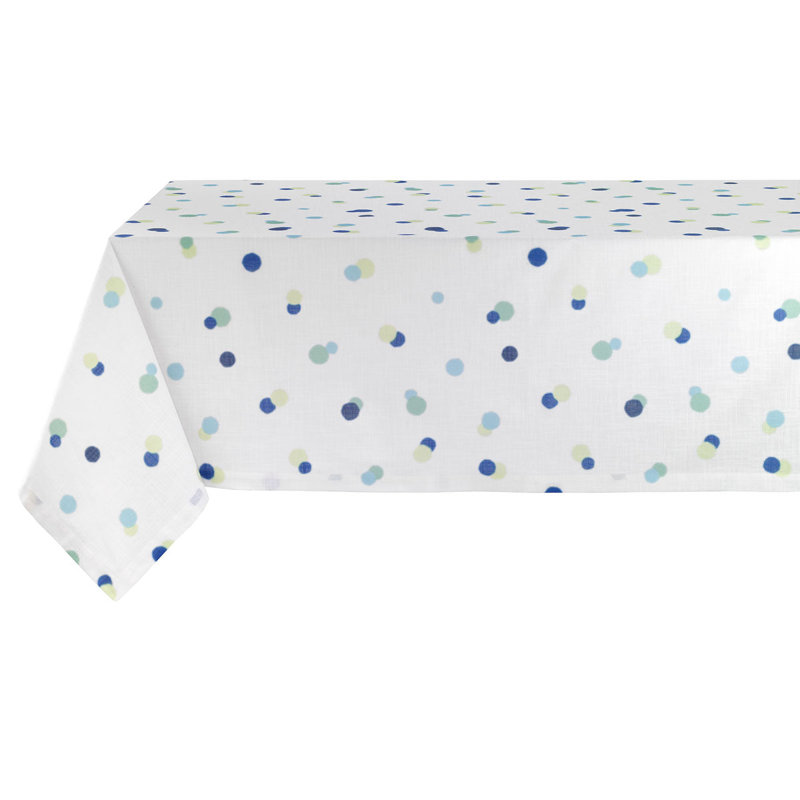 Bubbles Polka Dots Tablecloth, 144"L x 63"W, Blue