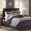 Ensemble de literie luxueux en faux suède mauve 7 pièces, confort moderne pour les très grands lits