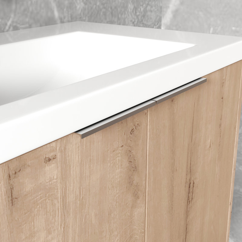 Meuble-lavabo à fermeture en douceur 30 po avec évier - style moderne, grand rangement, chêne imitation, contreplaqué 30X18-00630 de Sunlight, Doors, Modern, Spacieux Oak