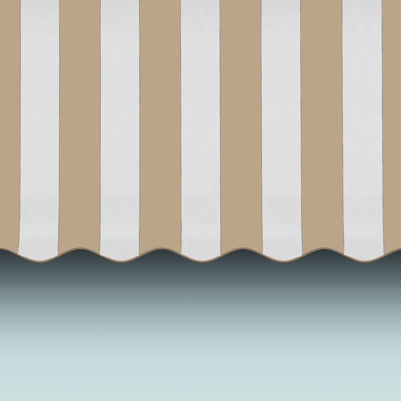 Awntech Santa Fe Acrylic Fabric Fixed Awning with Iron Rope Arms, Linen/White Stripe, 44" H x 88.5" W x 36" D
