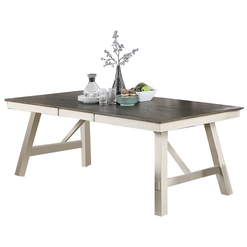 Table de salle à manger extensible Alaylah, Gris, Blanc