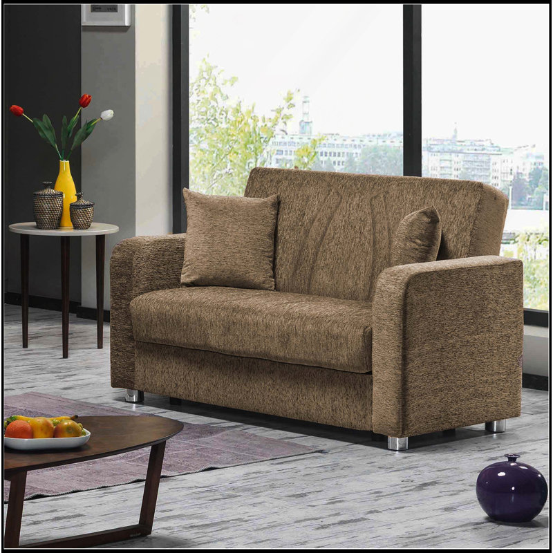 Causeuse convertible rembourrée avec rangement, beige, Beige