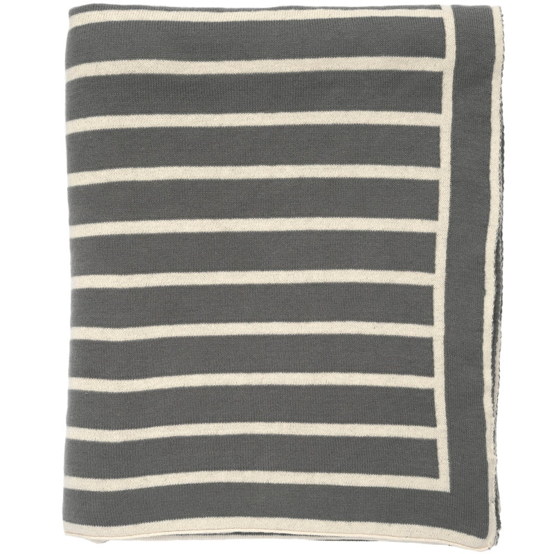 Beach Stripe Knitted Throw Blanket, Gray/Natural