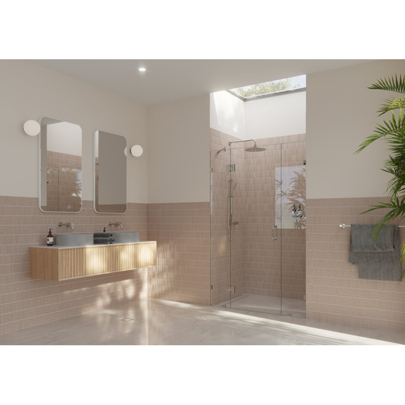 Stellar 45.5 in. x 78 in. Fully Frameless 3 Panel Inline Hinge Shower Door, Polished Nickel