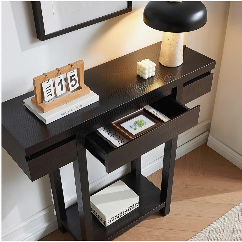 Entryway hallway Console Table with one drawer one shelf handleless design
