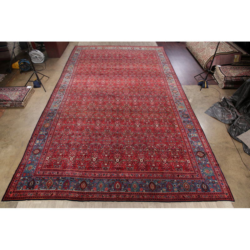 Noué la à la main one-of-kind à main avant 1900 bidjar rouge 14 pi 6 po x 25 pi tapis zone de laine Weirton
