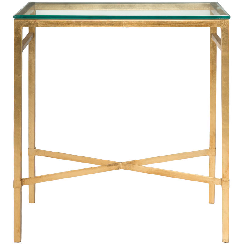 Vera Glass End Table, Antique Gold Gilt