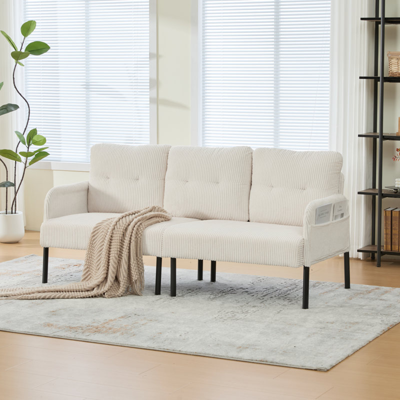 Causeuse à accoudoirs arrondis de 67 po de largeur, Beige