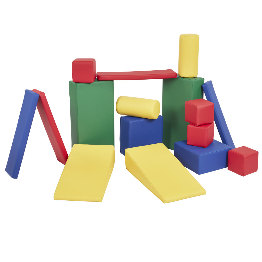 ECR4Kids SoftZone Soft Builder Blocks, Foam Shapes, 16-Piece ECR4Kids 