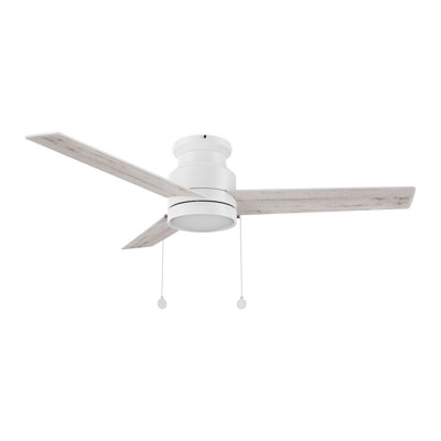 52" Pull-chain 3 Reversible Blades DC Motor Ceiling Fan with LED Light