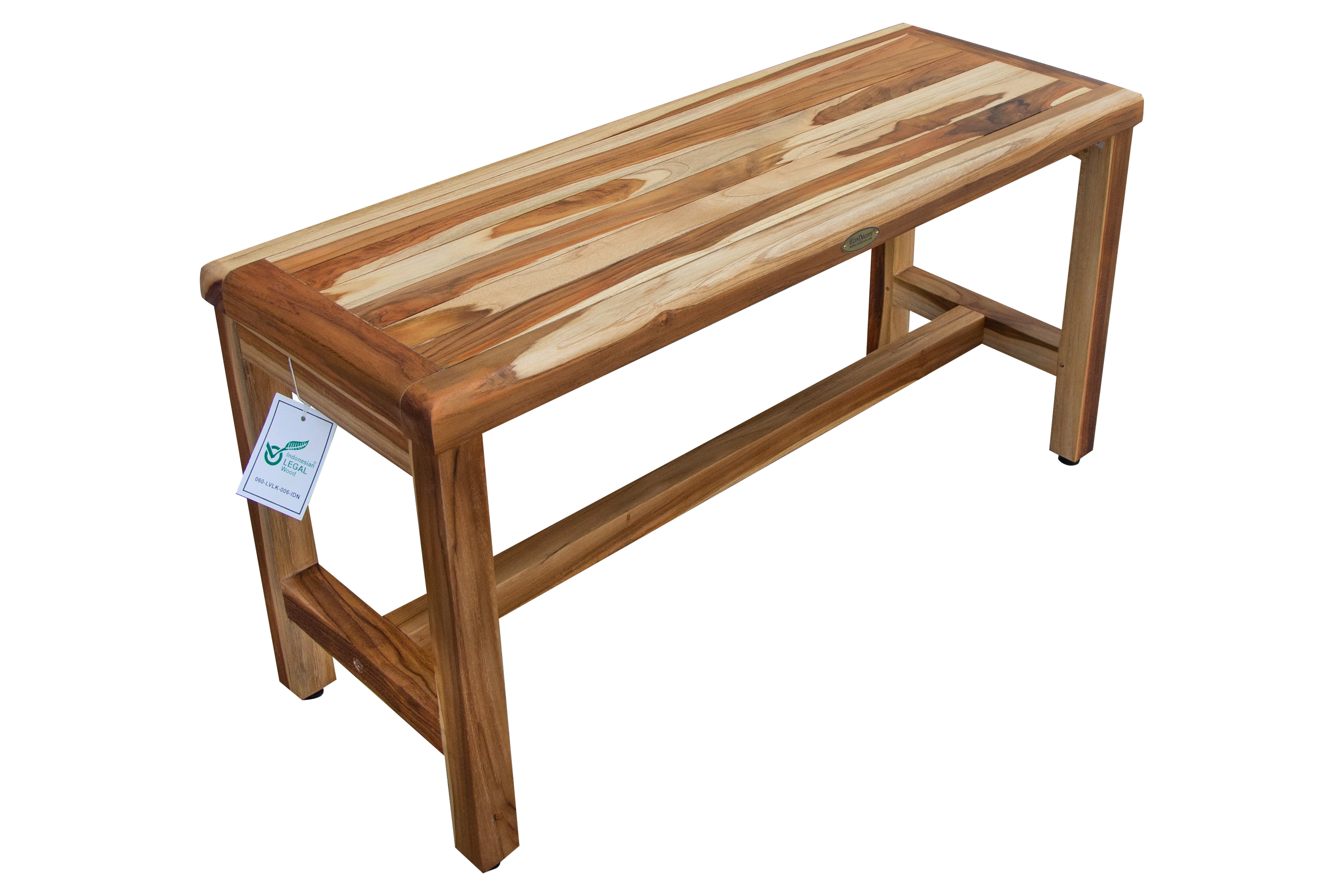 EcoDecors Tranquility 29 EarthyTeak Solid Teak Wood Shower Bench