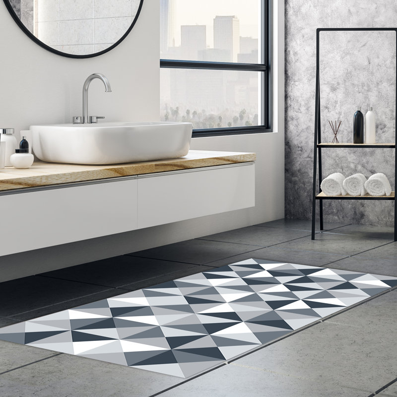 Marina Abstract Geometric Pattern Ash Color Palette Rug  Kitchen Mat - 120cm x 60cm
