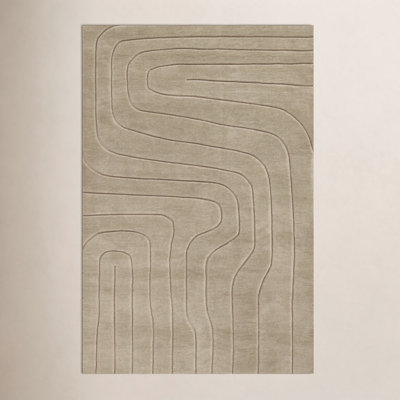 Aelin Geometric Hand Tufted Wool Neutral Area Rug