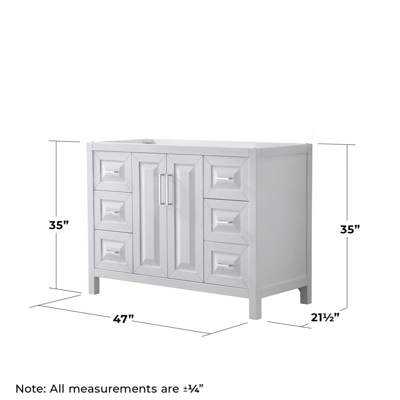 Base de meuble-lavabo simple 47 po Daria seulement, Blanc / chrome poli