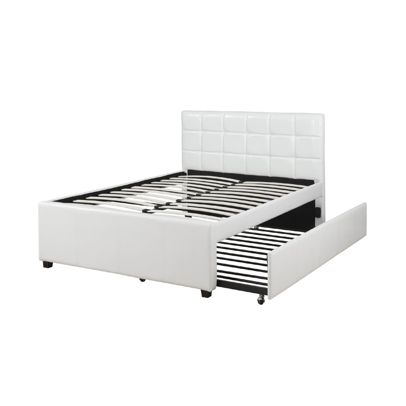 Lit plateforme tapissier Crosstown, Blanc, Simple