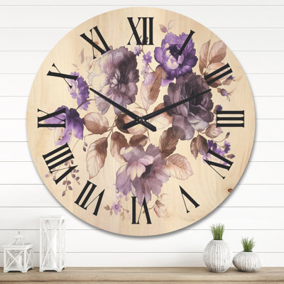 Horloge murale fleurs avec feuilles