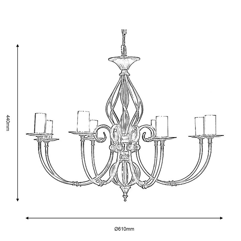 Bonifacio 8 - Light Candle Style Chandelier, Ivory