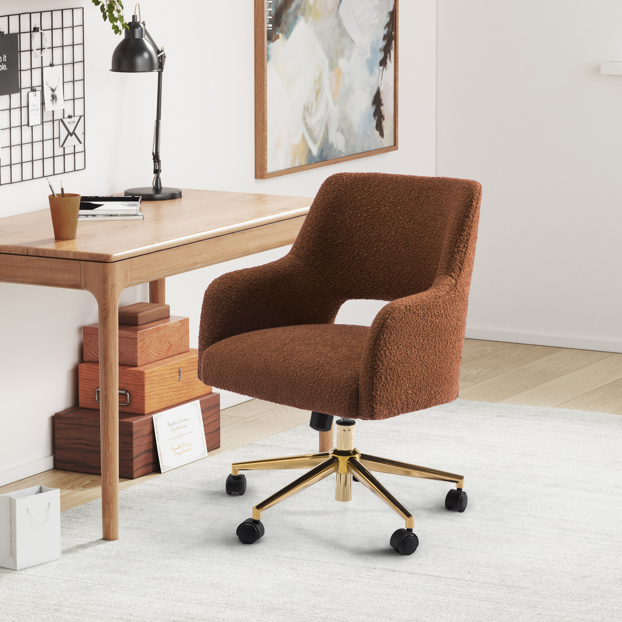 Swivel Office Chair, Rust Orange