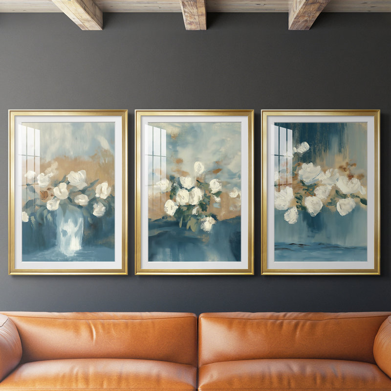 3 pièces FLORAL Series, H 21 po x l 30 po, Doré