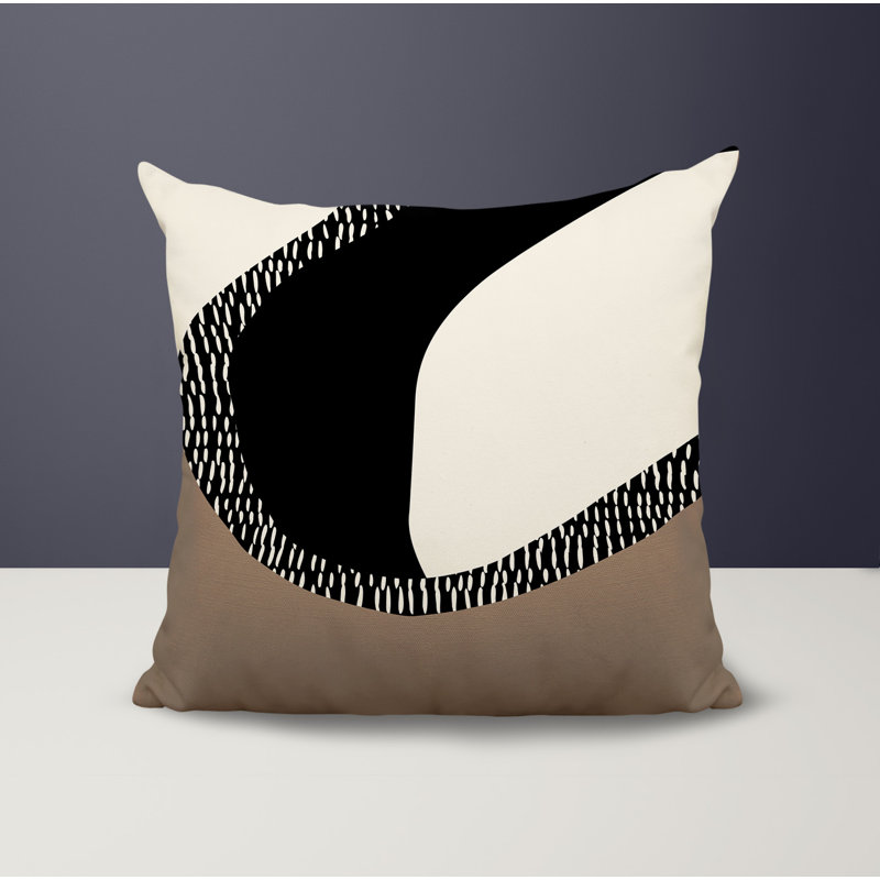 Coussin carré intérieur / extérieur pia, H 15 po x l 15 po, Beige / noir / blanc cassé